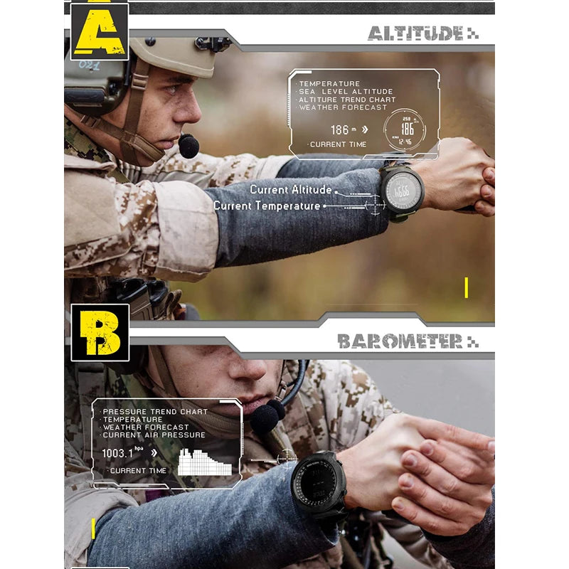 NORTH EDGE Men's sport Digital watch Hours Running Swimming Military Army watches Altimeter Barometer Compass waterproof 50m.